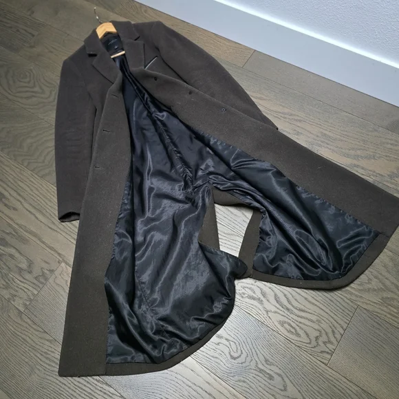 Marc New York Long Wool Blend Moto Single Breasted Overcoat in Olive - Picture 6 of 10